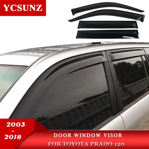 2003-2018 ABS Door Window Visor Side Wind Deflectors For Toyota Prado 120 2003 2007 2008 2009 2018 land cruiser fj120 Rain Guard