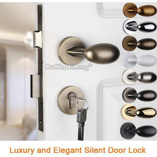 Elegant Luxury European Silent Door Lock Set Interior Living Room Bedroom Bathroom Mute Oval Door Knobs Lock for 35~50mm Doors