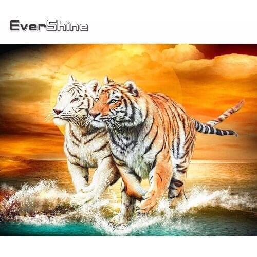 Evershine 5D Diamond Painting Full Drill Square Animals Diamond Embroidery Sale Tiger Pictures Of Rhinestones Diamond Mosaic