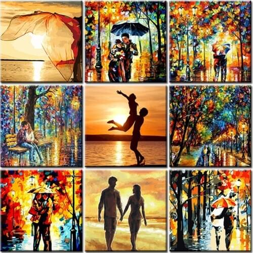 Painting By Numbers HandPainted Lover Oil DIY Art Pictures Street Landscape Drawing On Canvas Kits Set For Adult Home Decoration