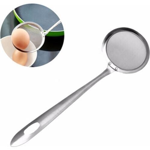Round NetworkStainless steel colanderSpoon Filter Oil Filter Grid Scoop high quality flour sieve vegetables filter kitchen Q25