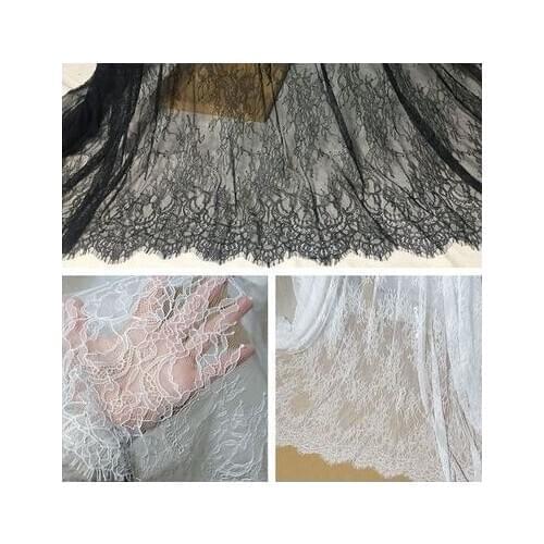 Wide 150CM Clear and Delicate Small Bone Line Eyelash Lace Embroidery Fabric DIY Clothing Sewing Accessories