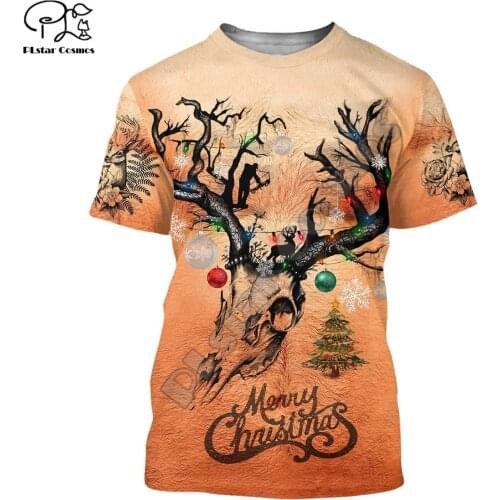 PLstar Cosmos Merry Christmas Santa Claus 3D Printed Summer T-Shirts Short-Sleeve Tee Men/Women Casual Streetwear Style-55