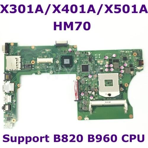 X501A SLJNV HM70 Support B820 B960 CPU mainboard For ASUS X501A X401A X301A Laptop motherboard DDR3 PGA989 Tested Free Shipping