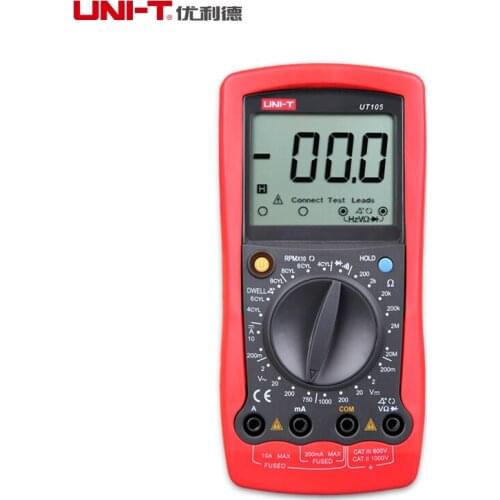 UNI-T Automobile Multimeter Handheld Digital Display Count Diode Data HoldInput Protection Low Battery Indication UT105/UT107