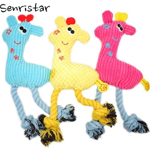 Cartoon Deer Plush Velvet Pet Toys for Dog Soft Fleece Cotton Rope Small Pet Puppy Cat Squeaker Squeaky Sound Chew Pet Toys