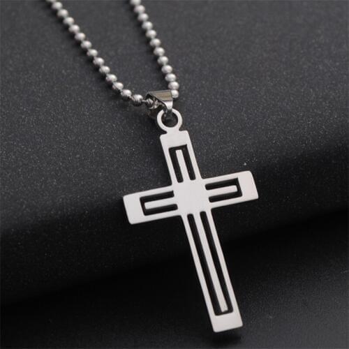 RONGQING 10pcs/lot Classic religion cross necklace men jewelry 316L stainless steel new fashion gift colar masculino For Men