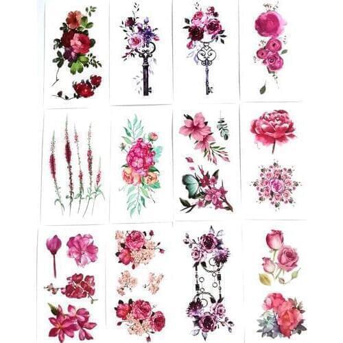 Flowers Sticker Temporary Tattoo Fake Tattoos Hand Face Foot Arm Body Art For Men Women 30pcs