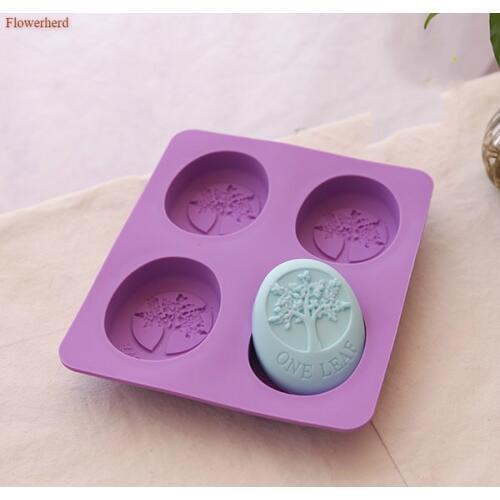 New Soap Making Supplies Food Grade Silicone Mold Four-hole Elliptical Tree Mold Handmade Soap Mold DIY Cold Soap Silucone Mold