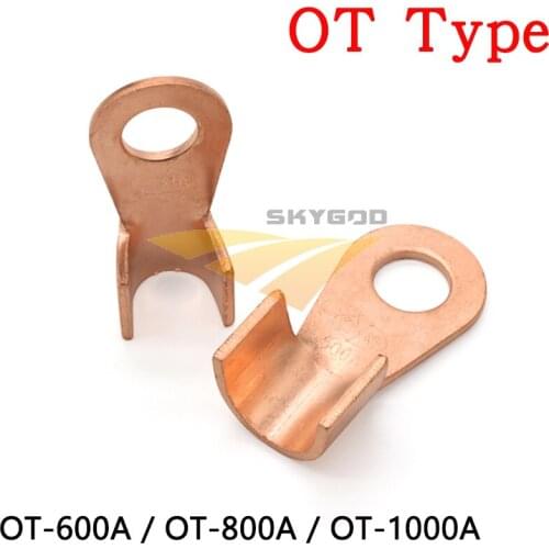 OT Type OT-600A OT-800A OT-1000A Wire Terminal Red Copper Bare Nose Lugs Crimp Open Mouth Cable End Connector Splice