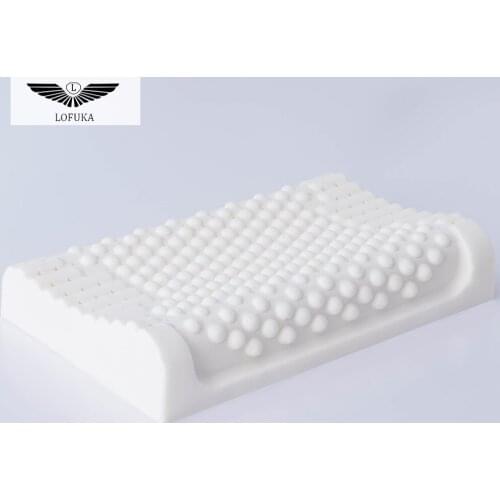 Lofuka 100% Natural Latex Pillow Thailand Remedial Neck Sleep Pillow Protect Vertebrae Health Care Bedding Cervical Pillow Cover