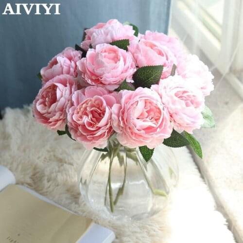 Single Head Western Rose Garden Home Decor Desktop Wedding Decoration Artificial Flowers Christmas DIY Handmade Holding Flowers