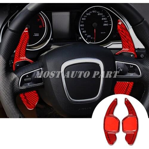 Carbon Fiber Steering Wheel Paddle Shifter For Audi A1 A3 S3 A4 S4 RS4 A5 S5 RS5 A6 S6 RS6 A7 S7 A8 S8 Q5 Q7 TT TTS Red/Black