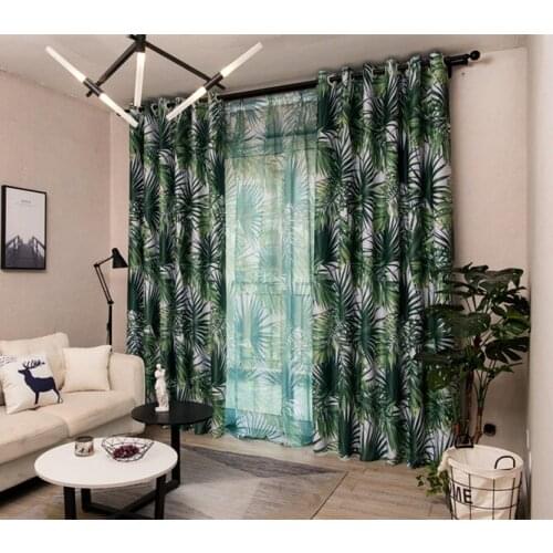 Nordic Curtains For Living Dining Room Bedroom Ins Wind Tropical Forest Palm Leaf Tree Curtains Finished Product Customization