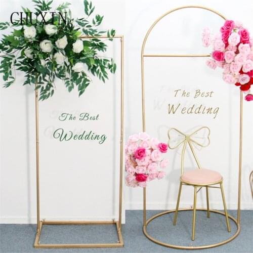 Wedding Wrought Iron Square Arch Rose Gold Flowers Shelf Stage Party Welcome Backdrop Frame Flower Stand Window Display Stands