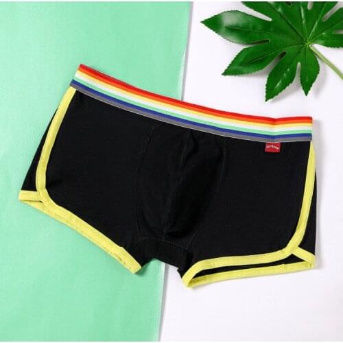 New rainbow mens underwear Lycra cotton comfortable breathable boxers leisure sports youth short boxer shorts jockstrap