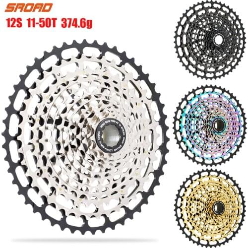Sroad 11-50T 12s Cassette 12 speed Bicycle Cassette 12v CNC Bike Freeewheel fits Shimano Super Light CNC 4 Colors Cassette