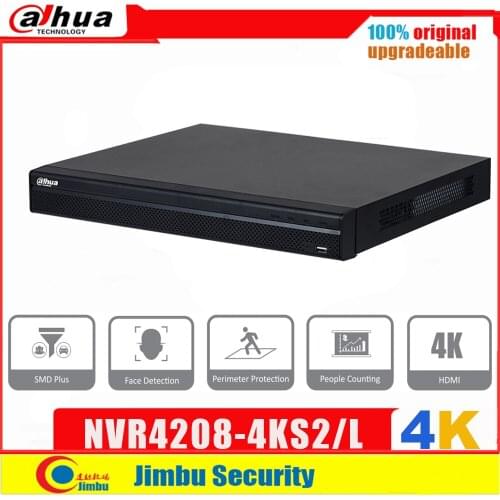 Dahua NVR 4K 8CH NVR4208-4KS2/L Video Surveillance Support AI By Camera Smart Codec P2P ONVIF RTSP Camera Video Recorder 1080P