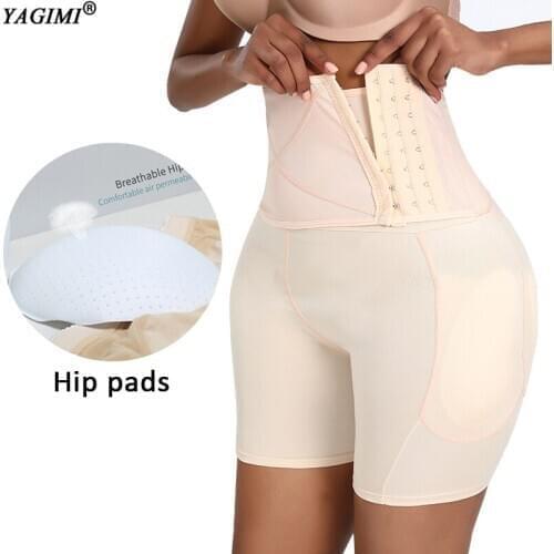 YAGIMI Women High Waist Control Panties Butt Lifter Body Shaper Slimming Shapewear with Hip Pads and Hook Underwear Shapers