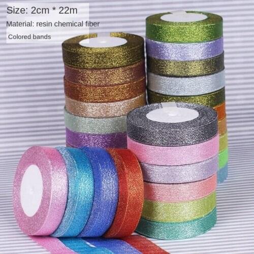 1pc 20mm 25yardas/roll Multicolor onion Glitte ribbon used for wedding home decoration, Christmas DIY gifts, girls bow wrapping