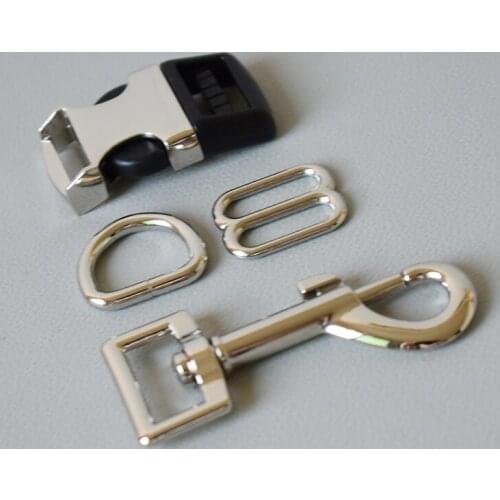 10 set 8 button 20mm 4 times Metal release buckles D rings sliders for dog collar adjustable buckles DIY sewing accessories