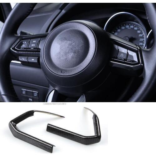 2Pcs/set Car Steering Wheel Button Switch Frame Trim Strip Styling For Mazda CX-3 CX3 2017 2018 Auto Interior Accessory