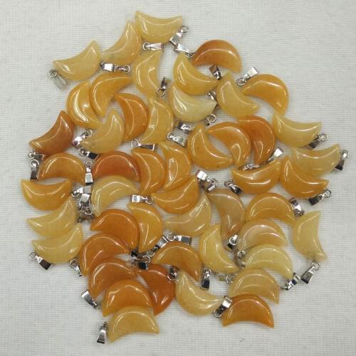 2017 fashion top quality natural stone crescent moon charms pendants for jewelry making Wholesale 50pcs free shipping