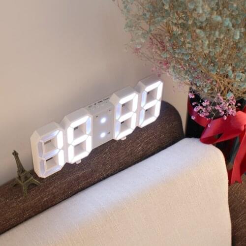 3D LED Wall Clock Saat Digital Alarm Clocks Display 3 Brightness Levels Watches Nightlight Snooze Home Kitchen Office Moment