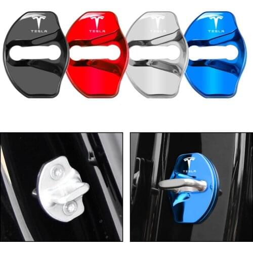4Pcs Stainless Steel Car Door Lock Cover Protection Case Stickers For Tesla Model X Model Y Model S Model 3 Accessories