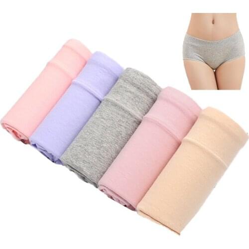 40-80kg 5pcs Womens Soft Cotton Mid Waist Brief Panties Stretch Maxi Ladies Female Underwear Plus Size