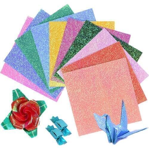 50pcs/set Square Origami Paper Single Side Shining Folding Solid Color Papers Kids Handmade DIY Scrapbooking Craft Decoration