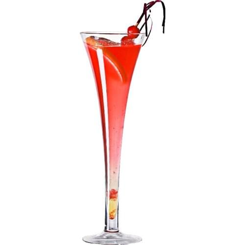 Free Shipping 2PCS Elegant Champagne Trumpet Flute Martini Glass Elegantly Designed Hand Blown, Cocktail Glass Set of 2