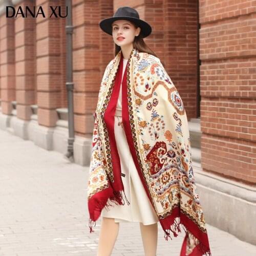 DANAXU Bufanda Mujer 100% Wool Poncho Head Wape Women Lady Carf And Warm Shawl Stoles Bandana Scarf Hijab Luxury Brand Pashmina