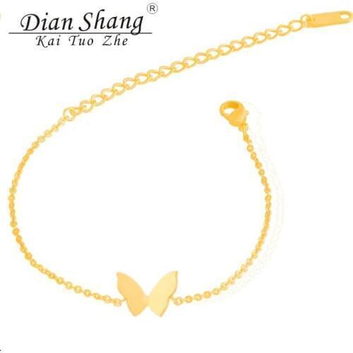 DIANSHANGKAITUOZHE Christmas Gifts Bracelet Fashion Jewelry Gold Color Chain Butterfly Wings Charm Bracelets For Women Girls