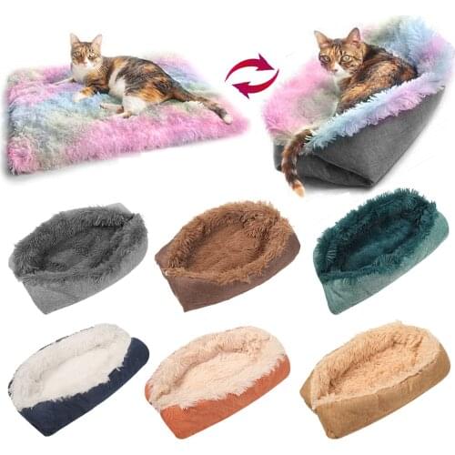 Long Plush Dog Bed Pet Kennel Soft Cat Mat for Little Medium Pets Super Soft Winter Warm Sleeping Bag Lounger Cat Supplies