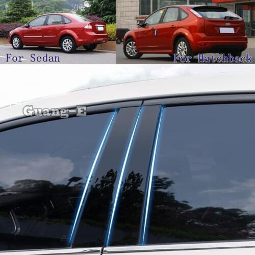 For Ford Focus Sedan Hatchback 2006-2011 Car PC Material Pillar Post Cover Door Trim Window Piano Black Molding Sticker Plate