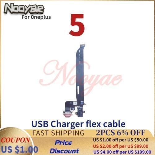For Oneplus 1+5 5 A5000 Type C USB Dock Charger Port Charging Plug Connector Headphone Audio Jack Flex Cable Board + Tacking