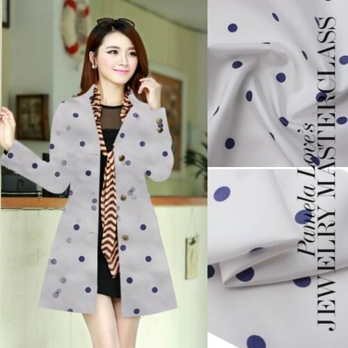 Real Silk Double Palace Fabric Cloth Hundred Percent Mulberry Silk Blue Polka Dots Trench Coat Hard Cotton Shirts/0.5M