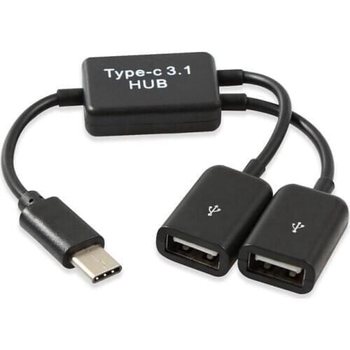 Type C OTG USB 3.1 Male to Dual 2.0 Female OTG Charge 2 Port HUB Cable Y Splitter