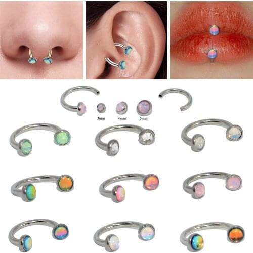 1PCS/Lot 16G Stainless Steel Flash Film Zircon Circular Bead Ring Ear Piercings Helix Piercings Lip Labret Rings Tragus