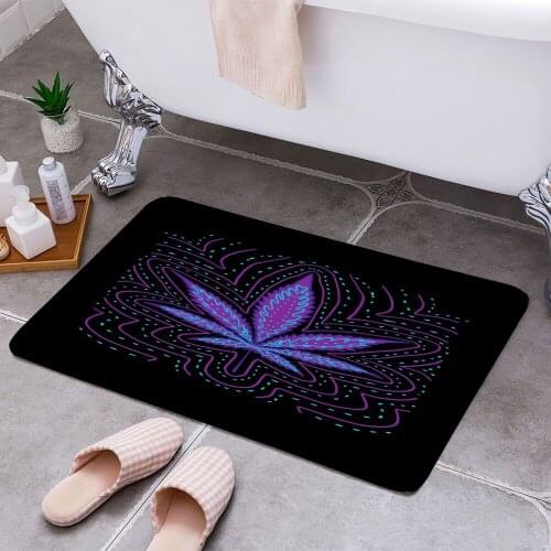 Weed Leaf Trippy Purple 3D Print Doormats Rectangle Non-Slip DoorMat Bedroom Kitchen Entrance Print Door rugs Dropshipping