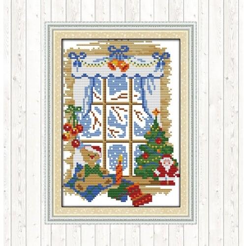 Joy Sunday Christmas Stamped Cross Stitch Kits Sets 14CT 11CT Aida Fabric Embroidery Kit Printed Canvas Cross Stitch Needlework