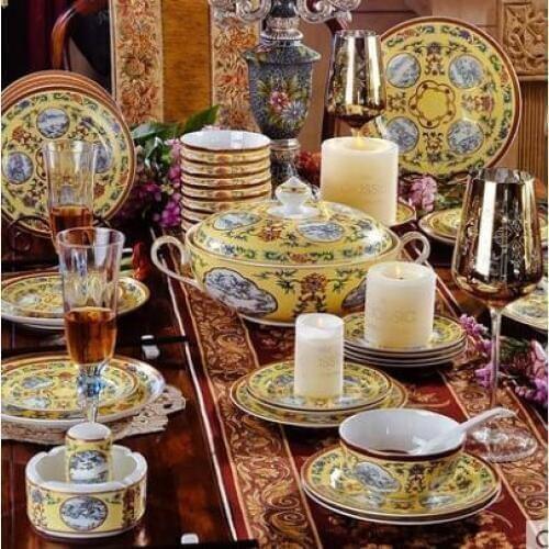 Dinnerware Sets Bone china tableware tableware enamel kiln dishes set