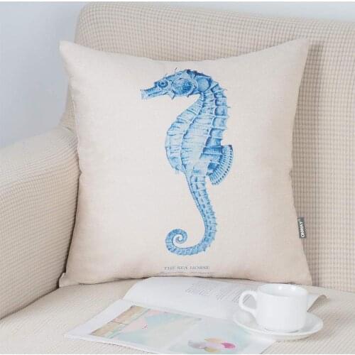 Beach printed Sea Waves Nautical Anchor Rudder Fish Geometric Stripe Pattern Pillow Case Home Sailing decoration cushion cover