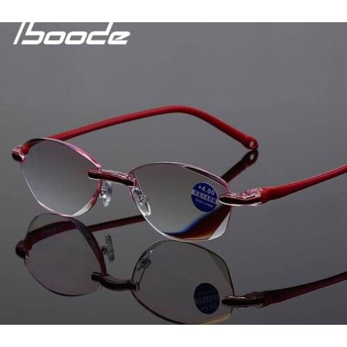 Iboode Diopter +1.0 +1.5 +2.0 +2.5 +3.5 +4.0 Frameless Anti-blue Light Reading Glasses Women Ladies Presbyopia Eyewear Frames