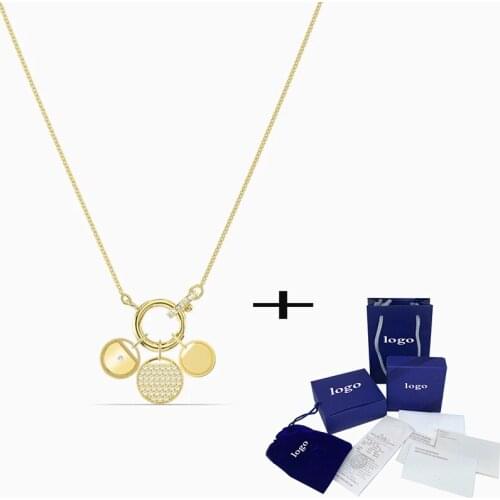 SWA 2020 New Fashion Design Ginger Charm Necklace, Simple And Charming Coin Pattern Is The Best Birthday Gift For Girlfriend