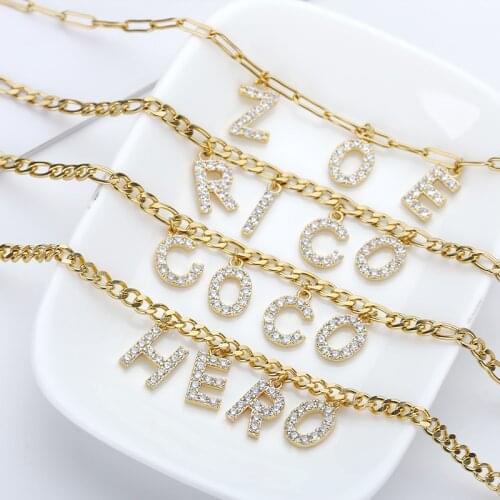 Custom Name Necklace For Women Personalized Letter Necklaces Zircon Crystal Choker Chain Female Jewelry Gift Bijoux Collier