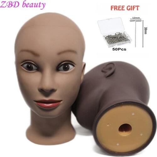 Wig Display Training Head Female Bald Mannequin Head Wig Stand Doll head For Make Up Practicing African Training Manikin Head