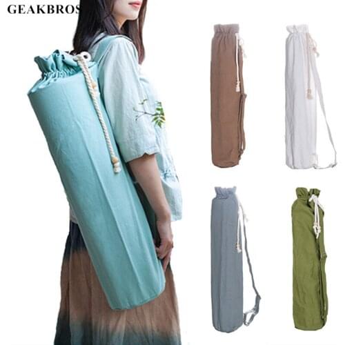 Portable Yoga Mat Bag Canvas Bag Fitness Pilates Rucksack Yoga Mat Storage with Shoulder Strap Female Storage Supplies Bag