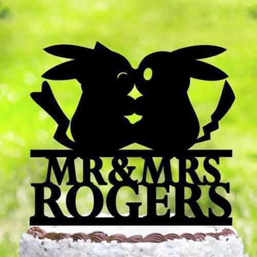 Personalized Pokemon Cake Topper,Pokemon Wedding Party Cake Topper,I Choose You,Nerd Wedding Cake Topper,Pokeball Topper